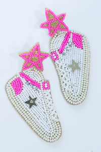 Sporty Spice Star Sneaker Earrings In Hot Pink