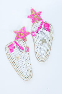 Sporty Spice Star Sneaker Earrings In Hot Pink