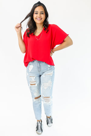 Living With Style Shift Top In Red