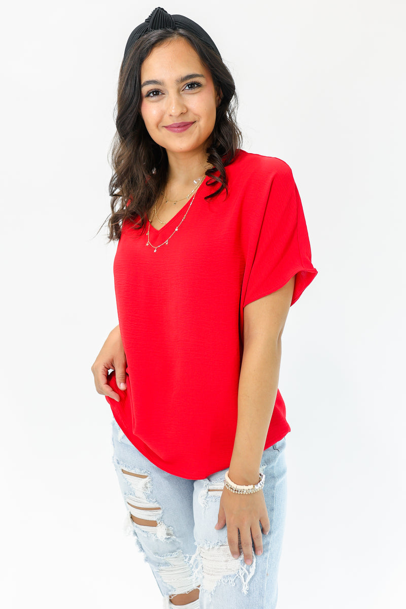Living With Style Shift Top In Red