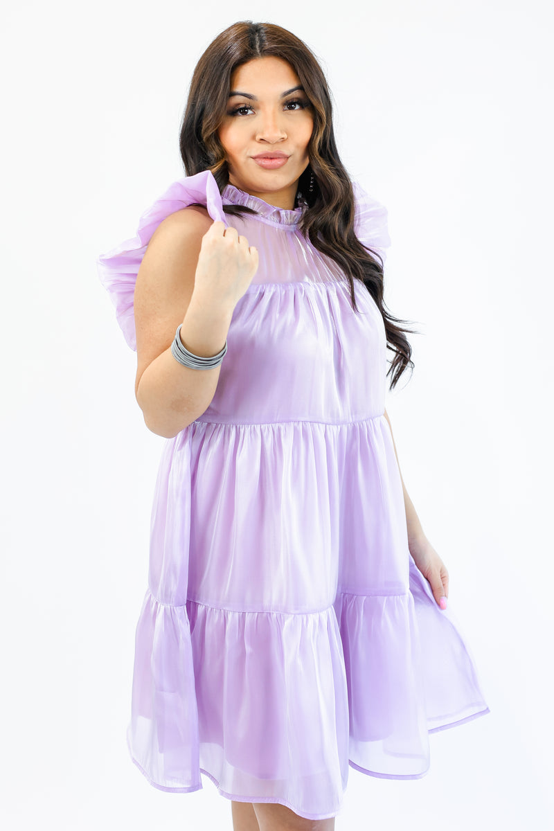 Setting Sunsets Shiny Dress In Lilac