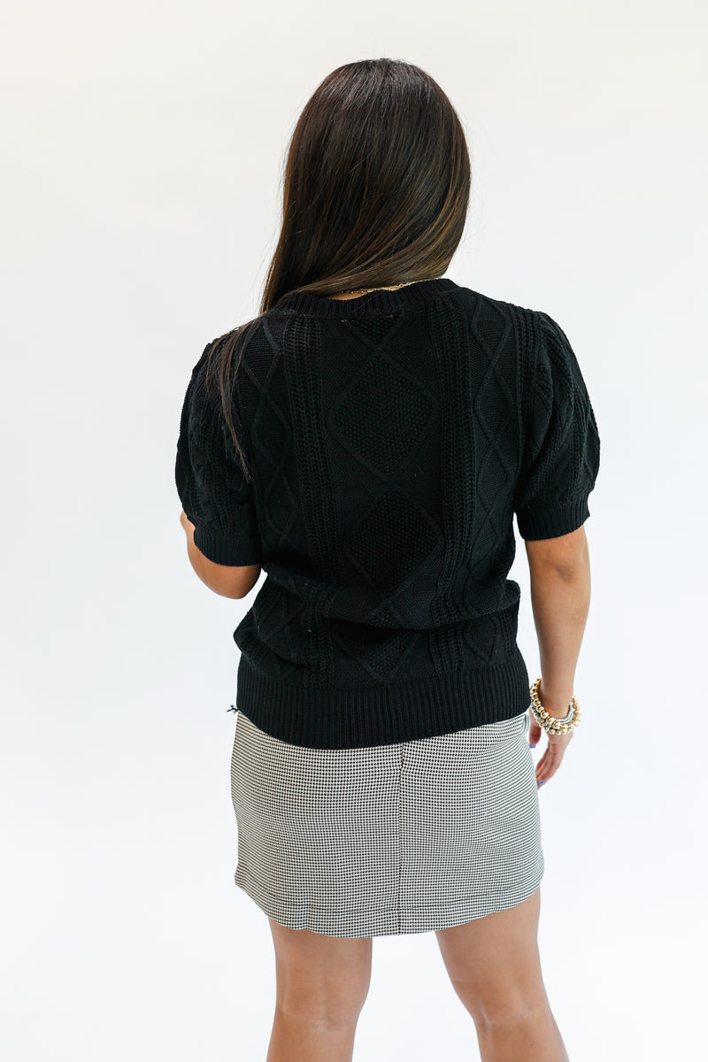 Date Night Cable Sweater In Black