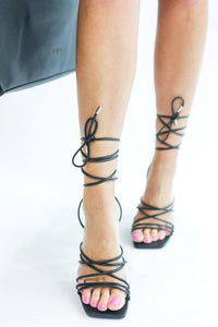 The Natalie Lace-Up Heels In Black