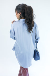 Go The Distance Satin Top In Blue