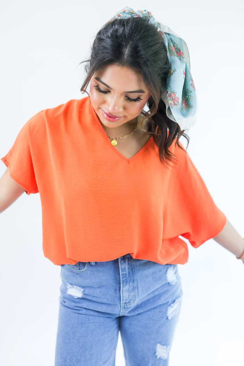 Living With Style Shift Top In Orange