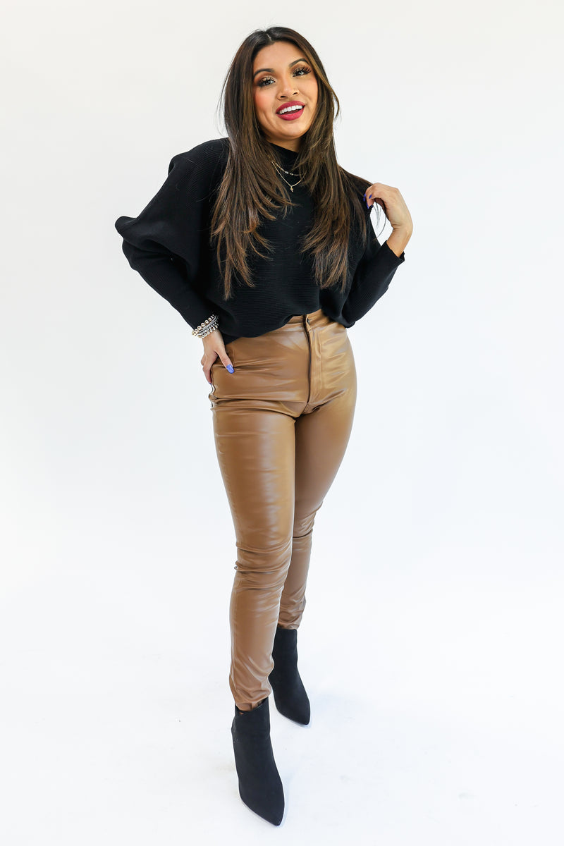 Only Truth Ribbed Dolman Sweater In Black