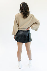 The Camille Faux Leather Skort In Black