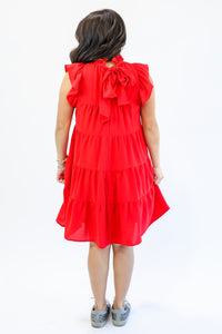 Favorite Babe Ruffle Dress In Red