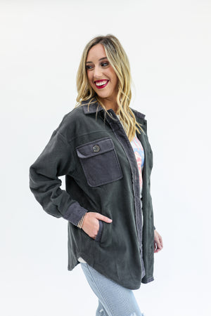 Fireside Babe Shacket In Charcoal