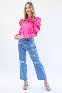 Grab Your Passport Top In Hot Pink