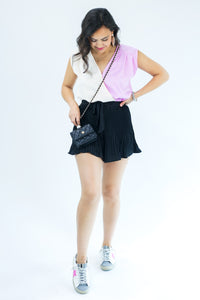 On The Move Pleated Shorts In Black