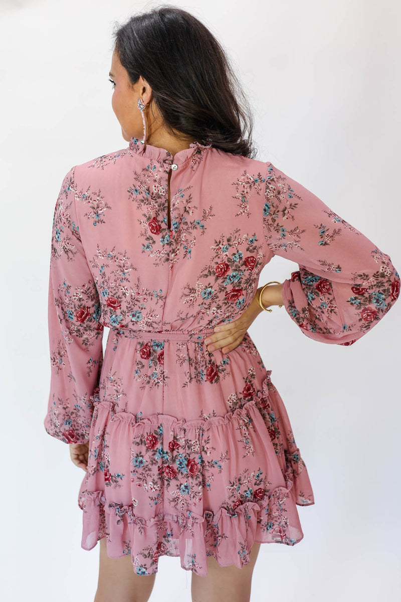 Love And Lucky Floral Dress In Dusty Rose