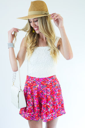 Summer Sway Floral Shorts In Magenta