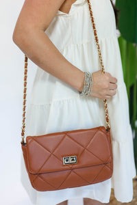 The Margaux Quilted Crossbody In Camel
