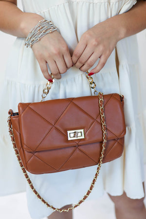 The Margaux Quilted Crossbody In Camel