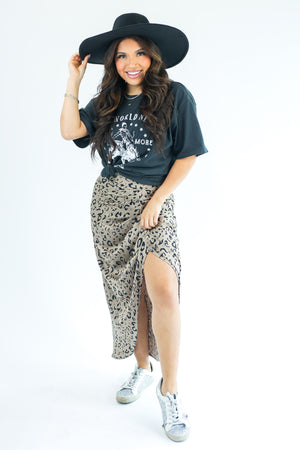 Elevated Greatness Leopard Draped Skirt