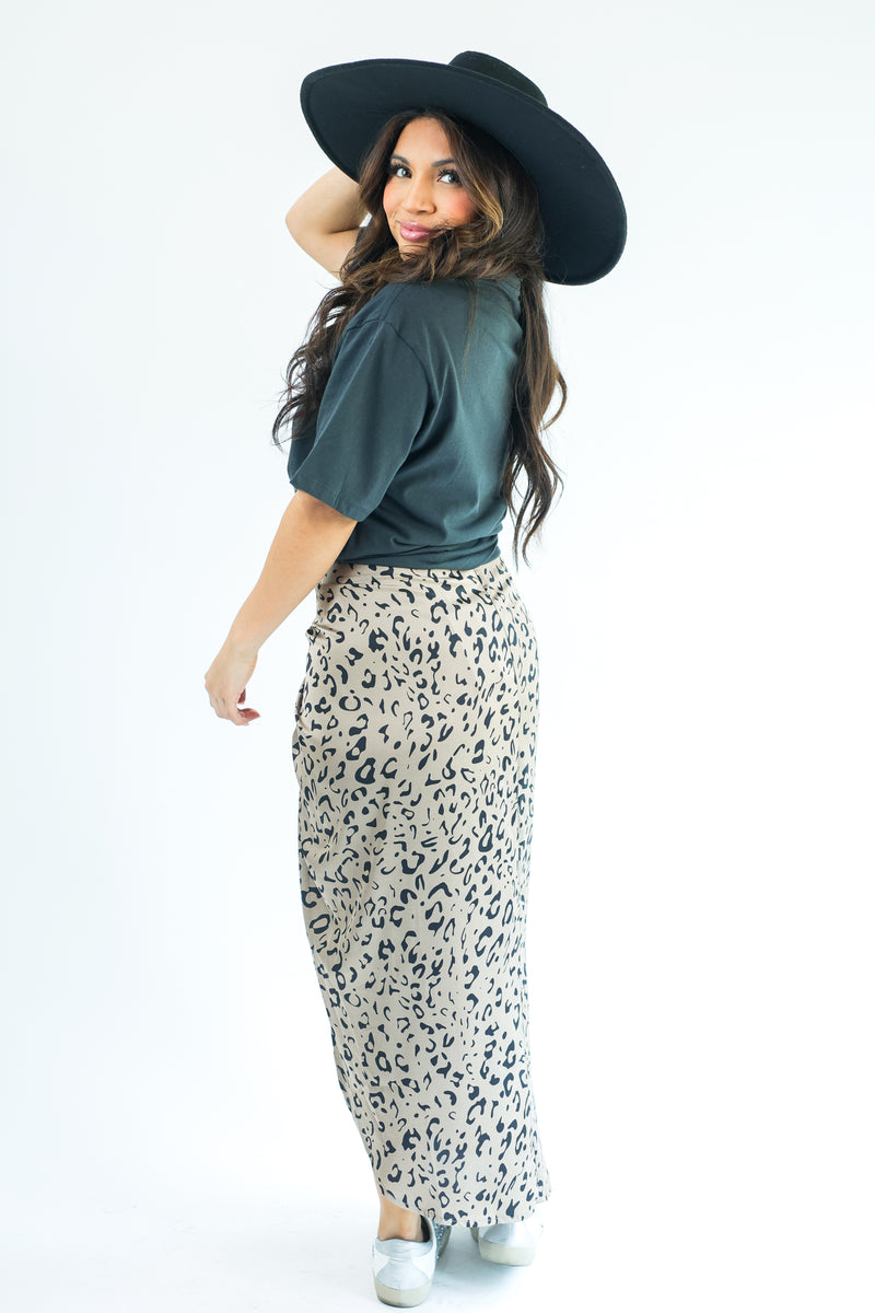 Elevated Greatness Leopard Draped Skirt
