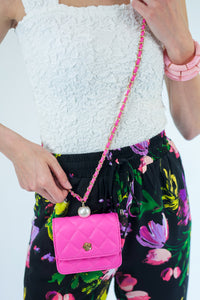 Madison Chic Pearl Crossbody In Pink