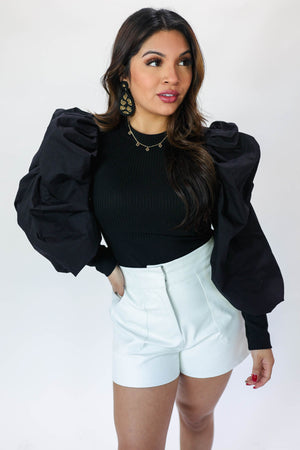 Exciting News Cropped Top In Black