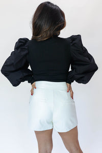 Exciting News Cropped Top In Black