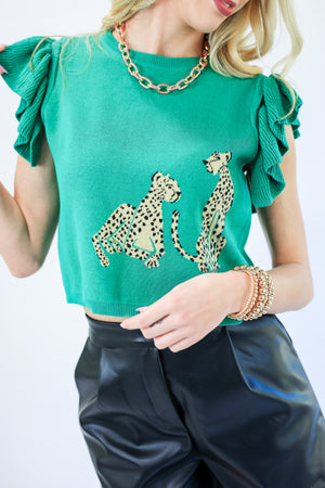 Waiting For Spring Knit Top In Kelly Green