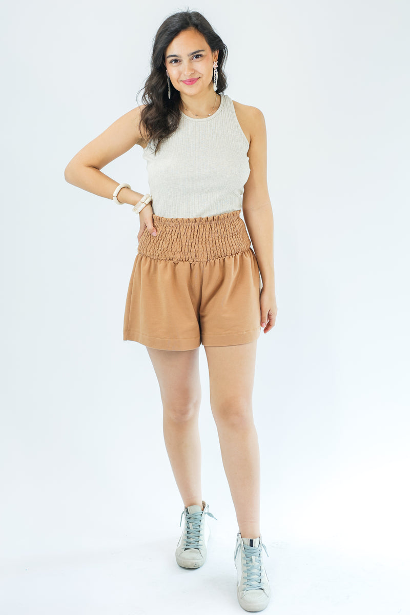 Relaxing Days Jersey Shorts In Camel