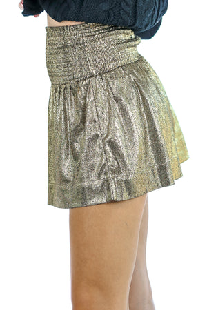 Must Be Love Shorts In Metallic Gold