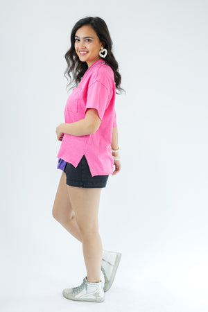 Living Bright Tee In Hot Pink