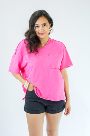 Living Bright Tee In Hot Pink