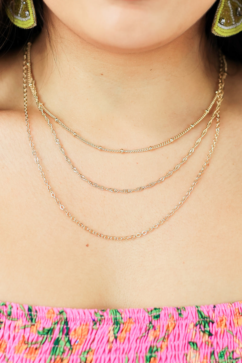 Dramatically Layered Necklace In Gold