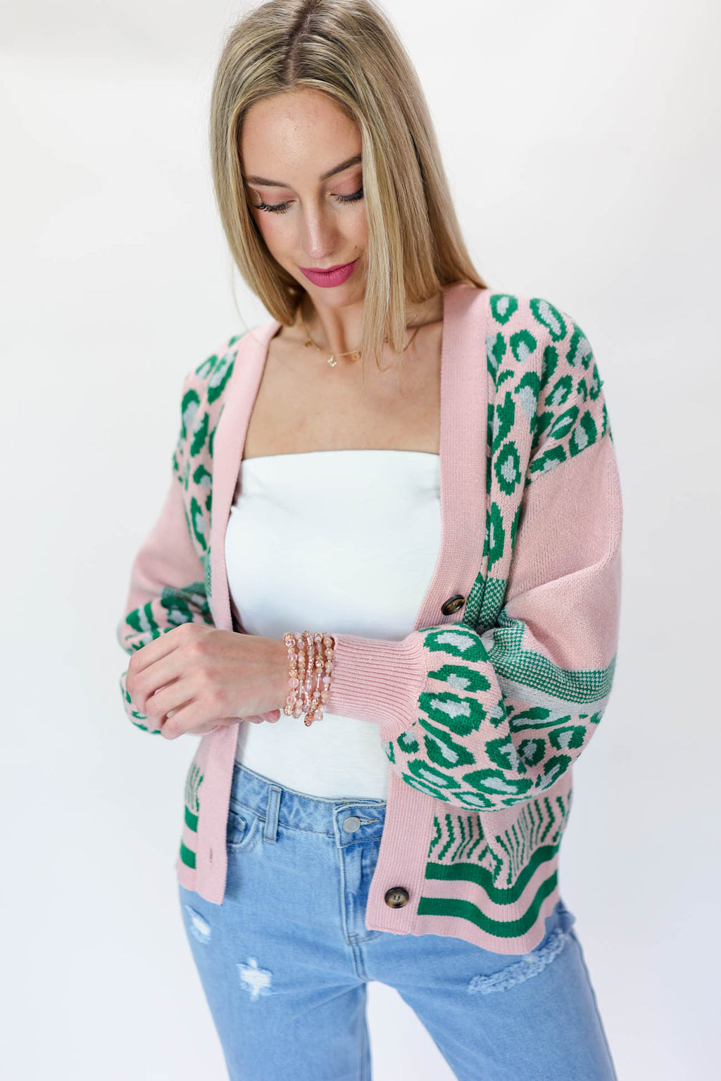 Follow Your Heart Leopard Cardigan In Pink