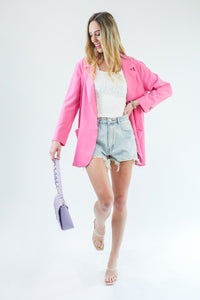 Romantic Story Tunic Blazer In Candy Pink