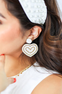 Heart Throb Earrings In White
