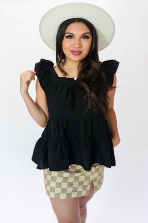 Bring It On Checkered Skirt In Tan