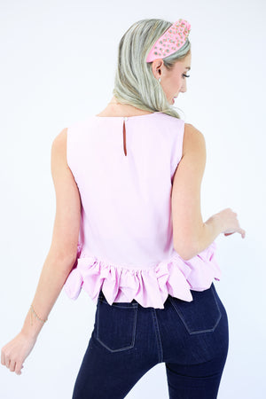 Caught In Love Ruffle Tank In Light Pink