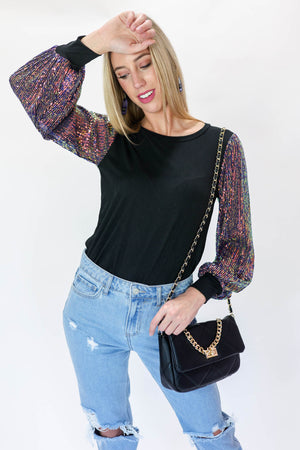 Bubbly Brunch Top In Black