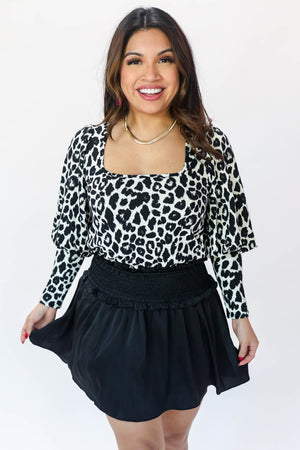 Traveling In Time Leopard Ribbed Top