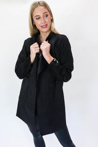 Instant Glam Faux Suede Jacket In Black