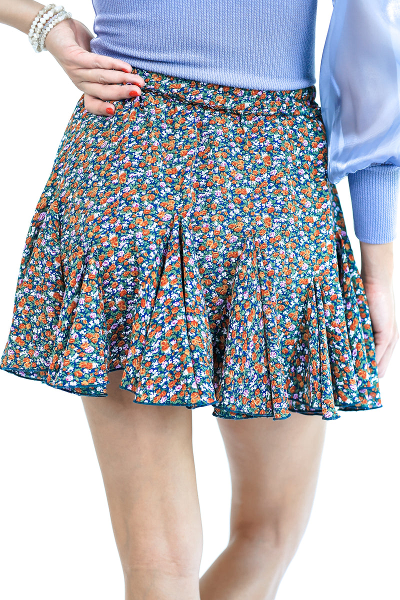 Style Report Floral Ruffle Skort In Hunter