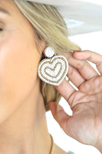 Heart Throb Earrings In White