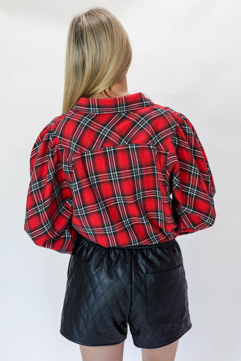 Motivated With Plans Plaid Top In Red
