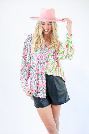 Luxe Details Shift Top In Fuchsia