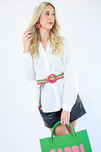 Seasons Are Changing Satin Blouse In White