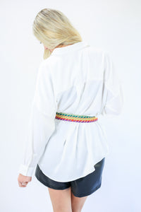 Seasons Are Changing Satin Blouse In White