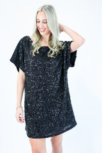 Champagne Requested Sequin Dress In Black