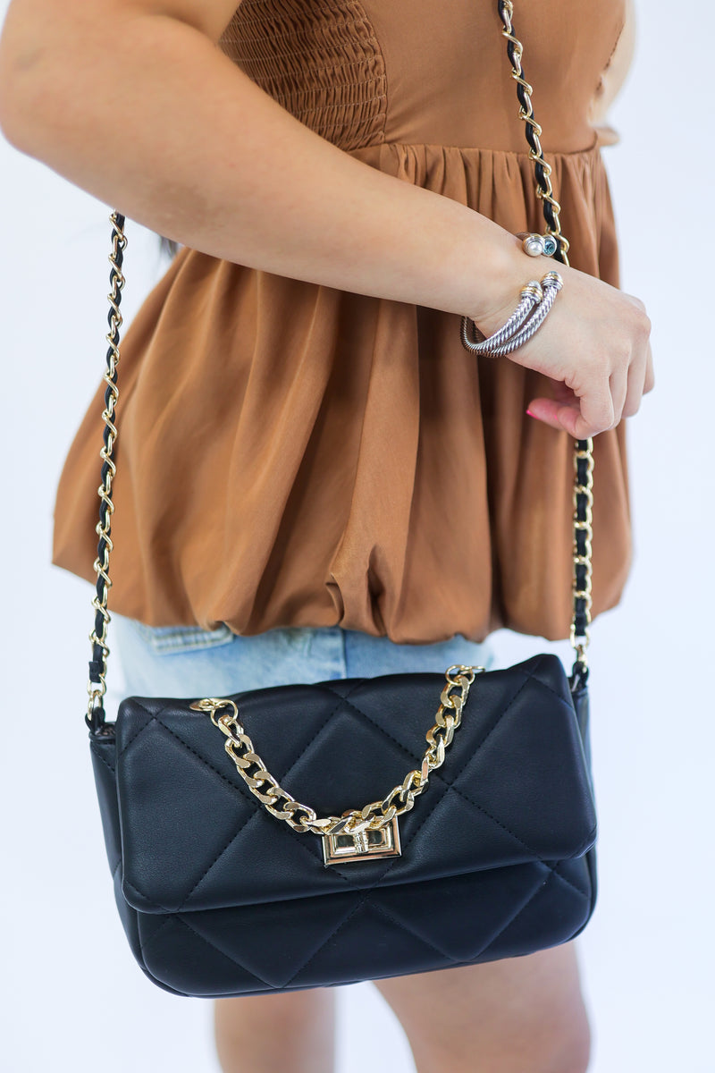 The Margaux Quilted Crossbody In Black