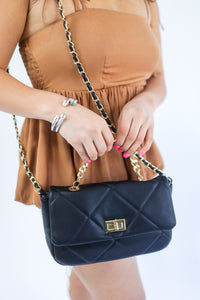 The Margaux Quilted Crossbody In Black