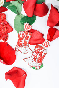 Sweetheart Boot Earrings In Red