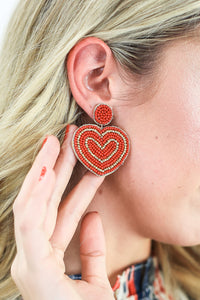 Heart Throb Earrings In Red