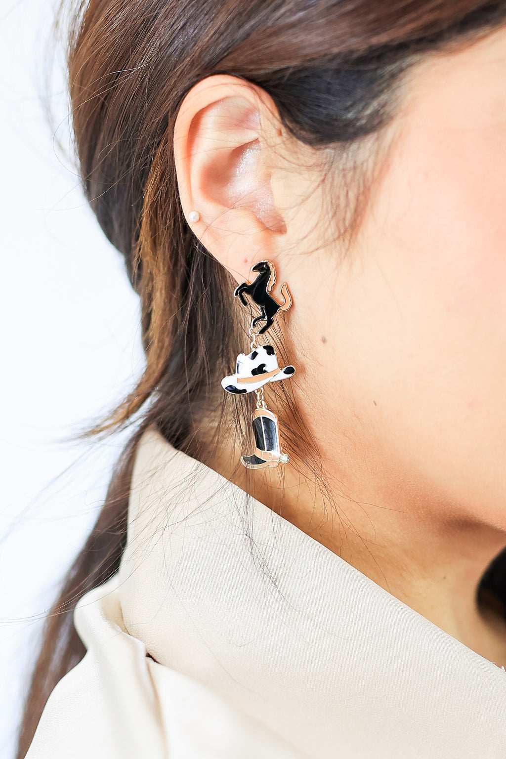 Save A Horse Earrings In Black